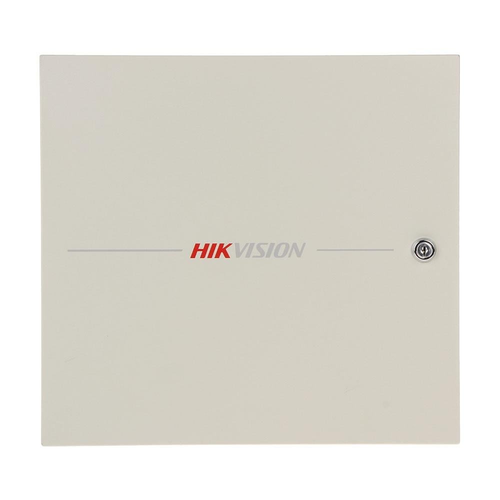 Centrala control access Hikvision DS-K2601T, pentru 1 usa bidirectionala (2 x cititoare Wiegand sau 2 x cititoare RS-485), capacitate de stocare: 100,000 cartele si 300,000 evenimente, comunicare: TCP/IP, RS-485, Wiegand (W26/W34), EHome 5.0, si protocol