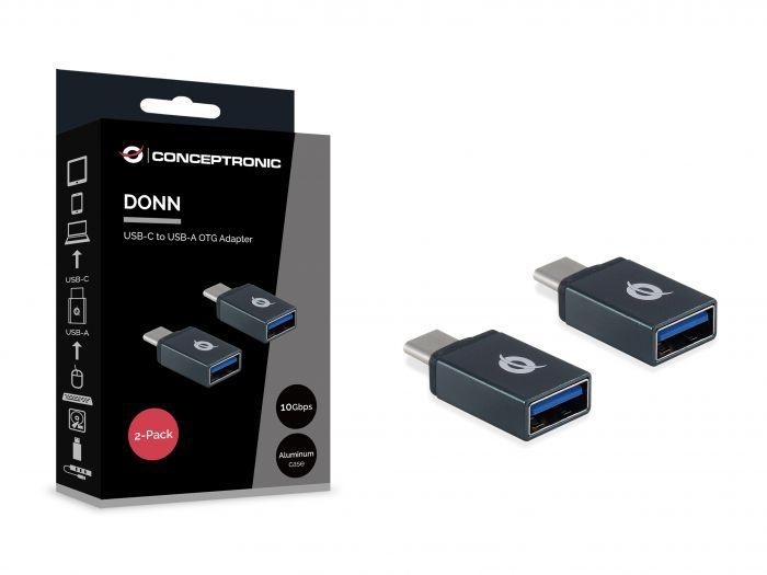 CONCEPTRONIC DONN03G USB-C to USB-A OTG Adapter 2-Pack, 10Gbps, 15 x 7 x 32 mm