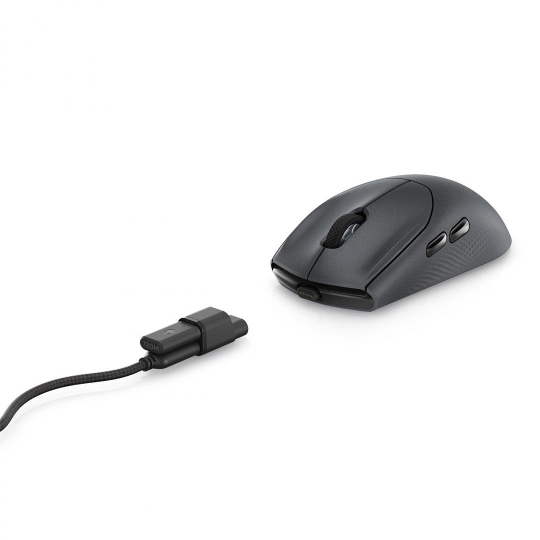 Dell Alienware Tri-Mode Wireless Gaming Mouse AW720M, Connection type: Tri-mode Wireless (2.4GHz, Bluetooth 5.1 and wired), Movement Resolution: 26000 dpi, , Magnetic Snap Charging Function, Adjustable Dots Per Inch (DPI), Wireless mode (2.4GHz), Buttons - 3 | YEO