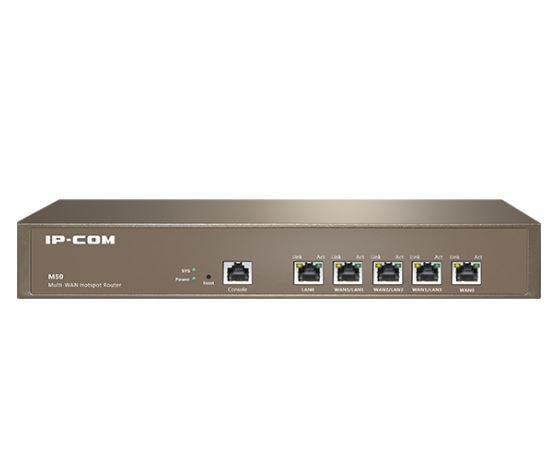 IP-COM M50 Mutti-WAN Hotspot Router, Procesor: 800Mhz Dual Core, Dimensiuni: 440*285*44(mm) 512 Mb RAM, 128 Mb Flash, Interfata: 5*GE(1~4 WAN/ 4~1 LAN), 1*RJ45 Console, capacitate maxima utilizatori: 200, Smart Bandwith Control, Tip Conexiune: - 1 | YEO