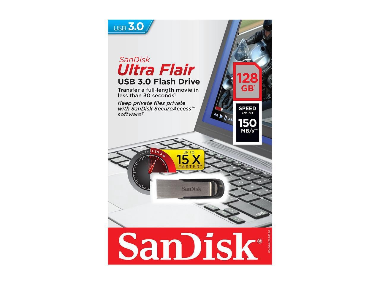 Memorie USB Flash Drive SanDisk Ultra Flair, 128GB, USB 3.0 - 1 | YEO