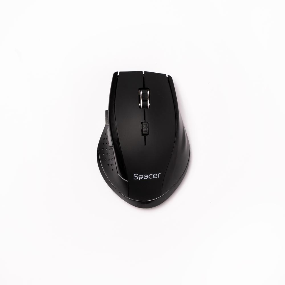 MOUSE Spacer, PC sau NB, fara fir, USB 2.4 GHz, optic, 800/ 1200/1600 dpi, butoane/scroll 6/1, rezolutie selectabila, negru, SPMO-W02 - 1 | YEO