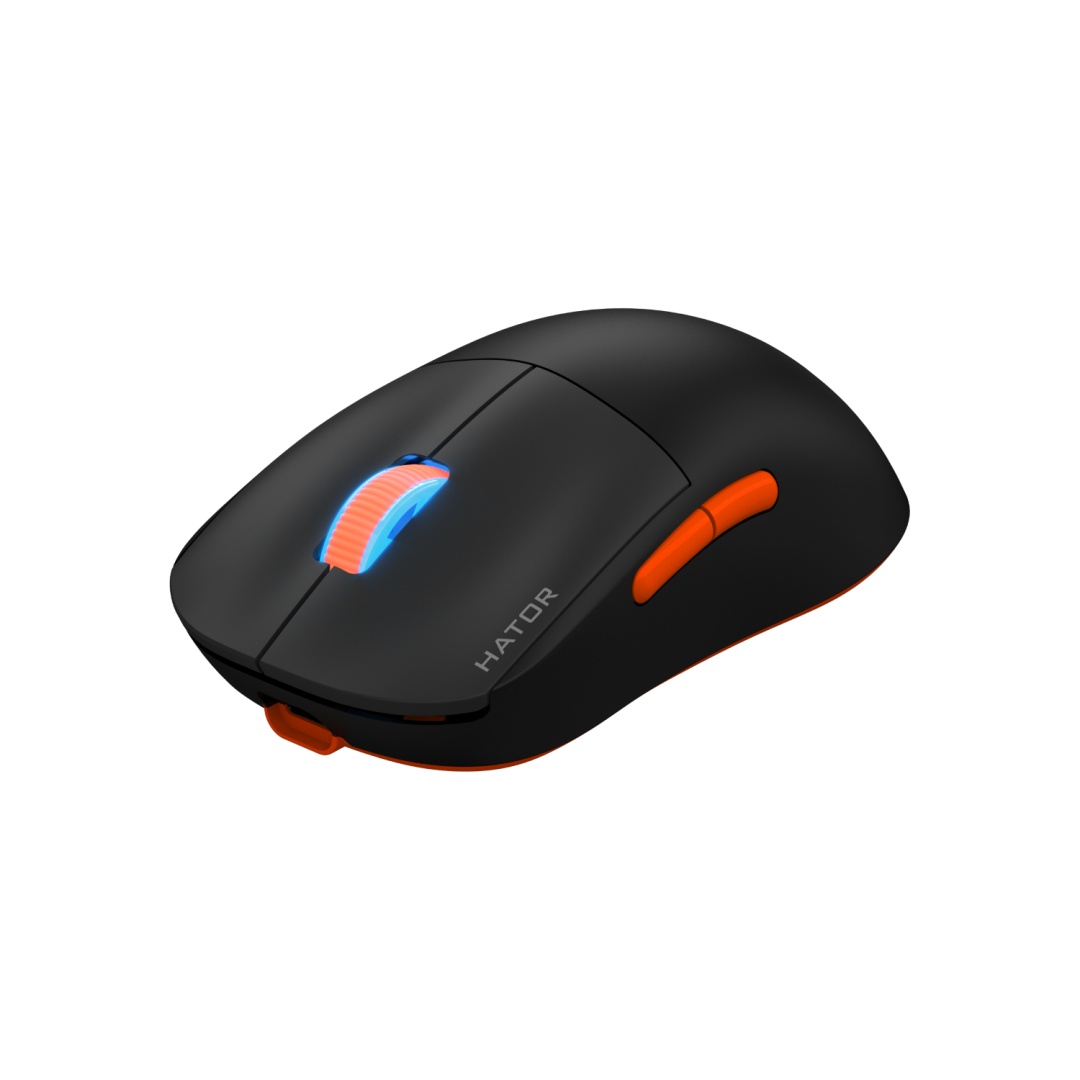 Mouse wireless Hator Quasar 2 Pro, conectivitate 2.4GHz, bluetooth si USB, polling rate pana la 1000Hz, senzor PixArt 3395, rezolutie maxima 26000 DPI, capacitate baterie 600 mAh, durata de viata baterie in modul wireless pana la 100 ore, timp incarcare