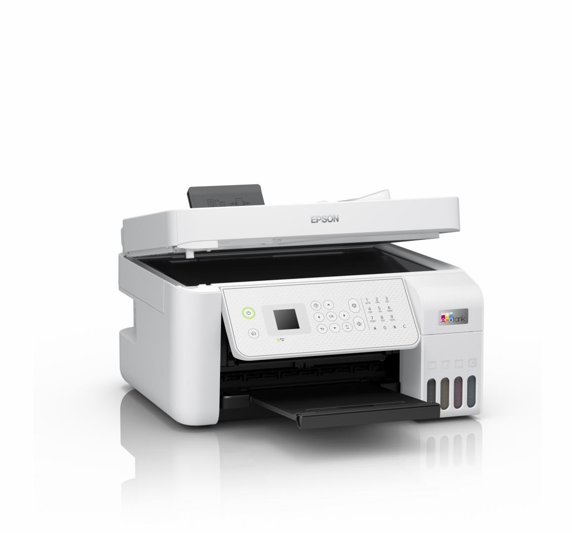 Multifunctional inkjet color Epson EcoTank CISS L5316, culoare: alb, dimensiune A4(Printare,Copiere, Scanare, Fax), printare borderless, viteza 33ppm alb-negru, 15ppm color, rezolutie 5760 x 1440 dpi, alimentare hartie 100 coli, ADF 30 coli, scanner CIS, - 3 | YEO