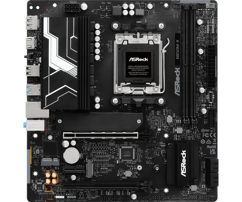 Placa de Baza ASROCK B850M-X AM5, 2x DDR5, 1x HDMI 1x DP, 2x PCIE 4.0 x16 1x PCIE 4.0 x1, 3x M.2, 4x SATA 6GB/s, mATX