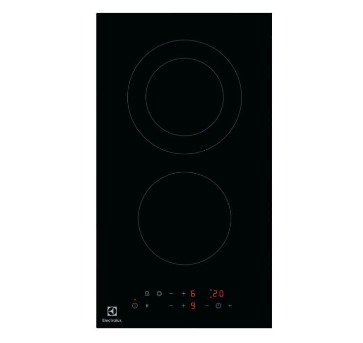 Plita incorporabila Electrolux LHR3233CK, Electrica, 2 zone de gatit, Control touch, Blocare acces copii, 29 cm, Sticla ceramica neagra