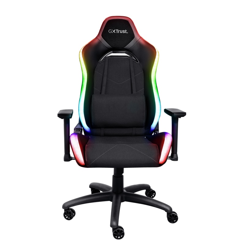 Scaun gaming Trust GXT 719 Ruya, iluminare RGB, 5 roti, ridicare pe gaz clasa 4, adjustabil pe inaltime, material piele PU si plastic, greutate maxima suportata 150 kg, negru - 2 | YEO