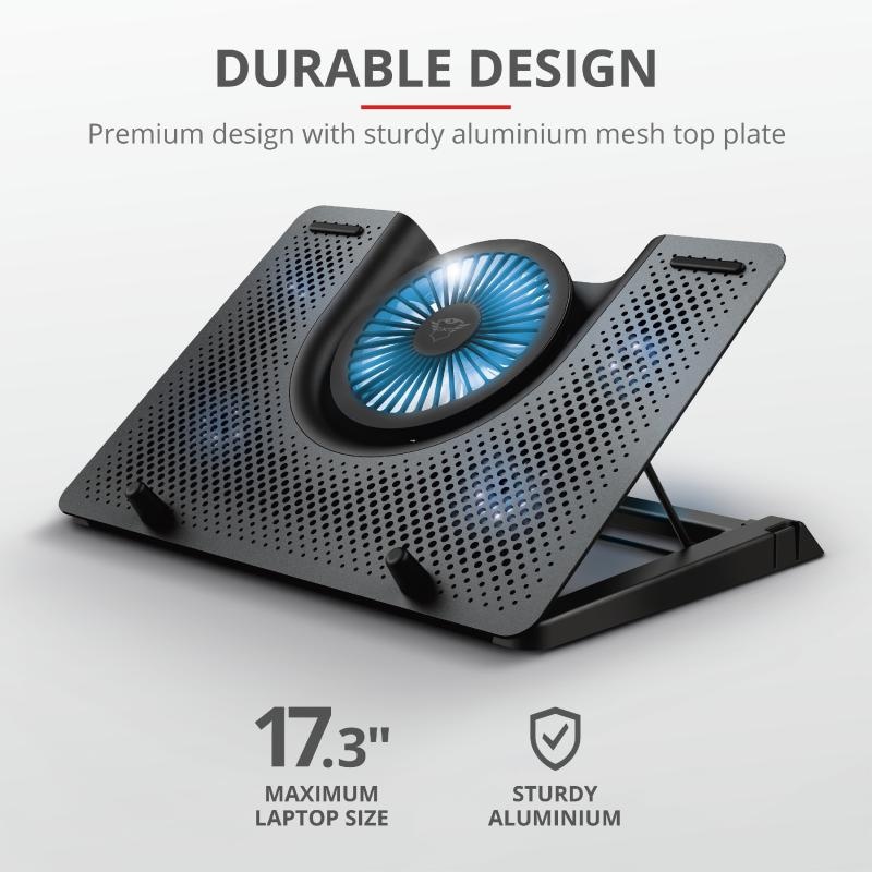 Stand/Cooler notebook Trust GXT 1125 Quno, max 17.3 inch, 5 ventilatoare, suport de telefon detasabil - 2 | YEO