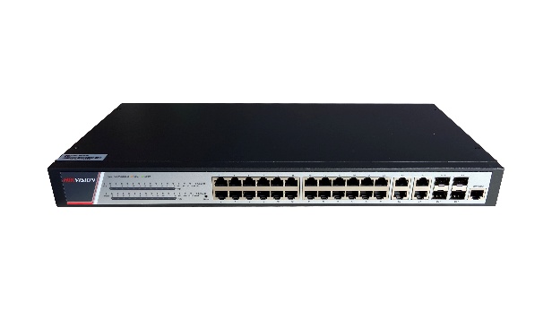 Switch 24 porturi POE Gigabit, Hikvision DS-3E2528P(B)(O-STD), Full Managed, 24 x Gigabit Poe electrical ports si 4 x Gigabit combo ports, SwitchingCapacity 336 Gbps, Packet Forwarding Rate 51 Mpps,putere POE 370 W, maxim 30W per port, Software