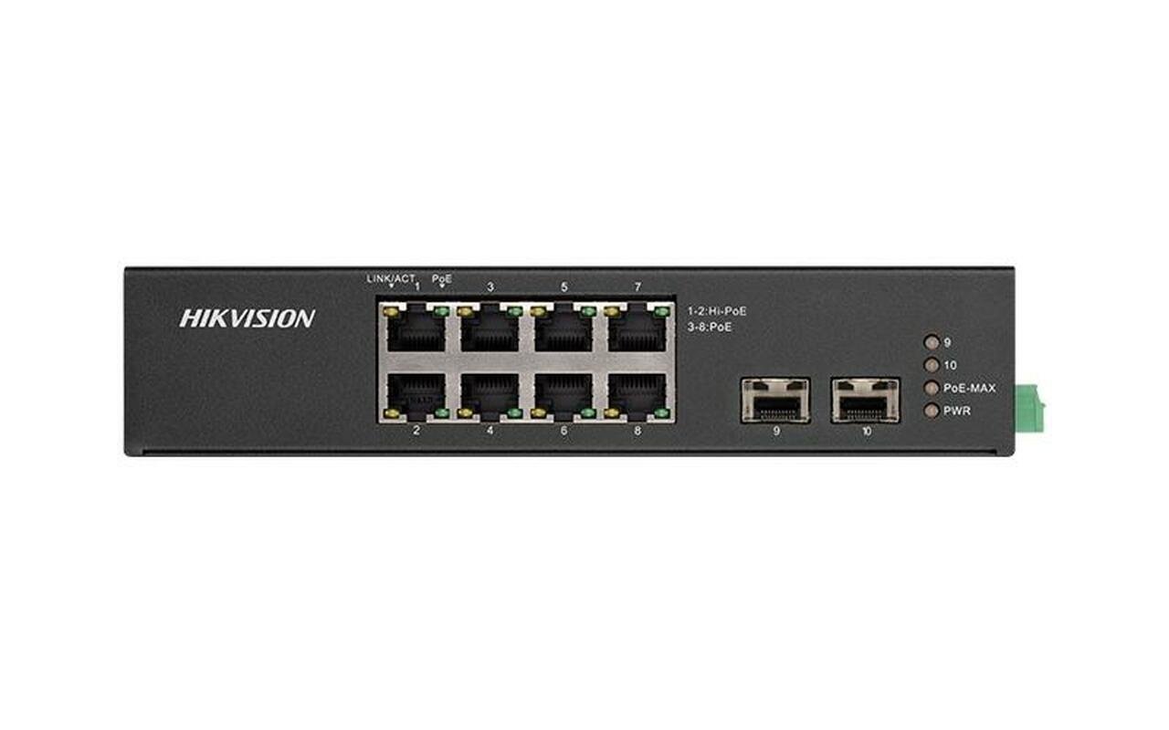 Switch Hikvision DS-3T0510HP-E/HS, 8-Port, PoE