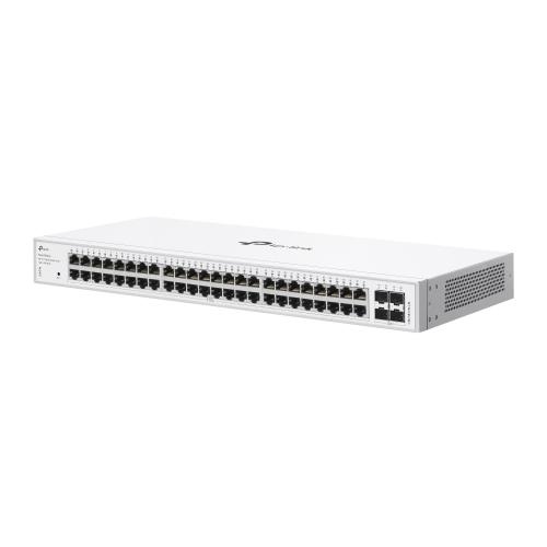 Switch TP-Link cu 48 de porturi, 48× 10/100/1000 Mbps RJ45 Ports (Auto- Negotiation/Auto MDI/MDIX), 4× Gigabit SFP Slots, capacitate switch 104 Gbps, dimensiuni 17.3×8.7×1.7 in (440×220×44 mm) - 1 | YEO