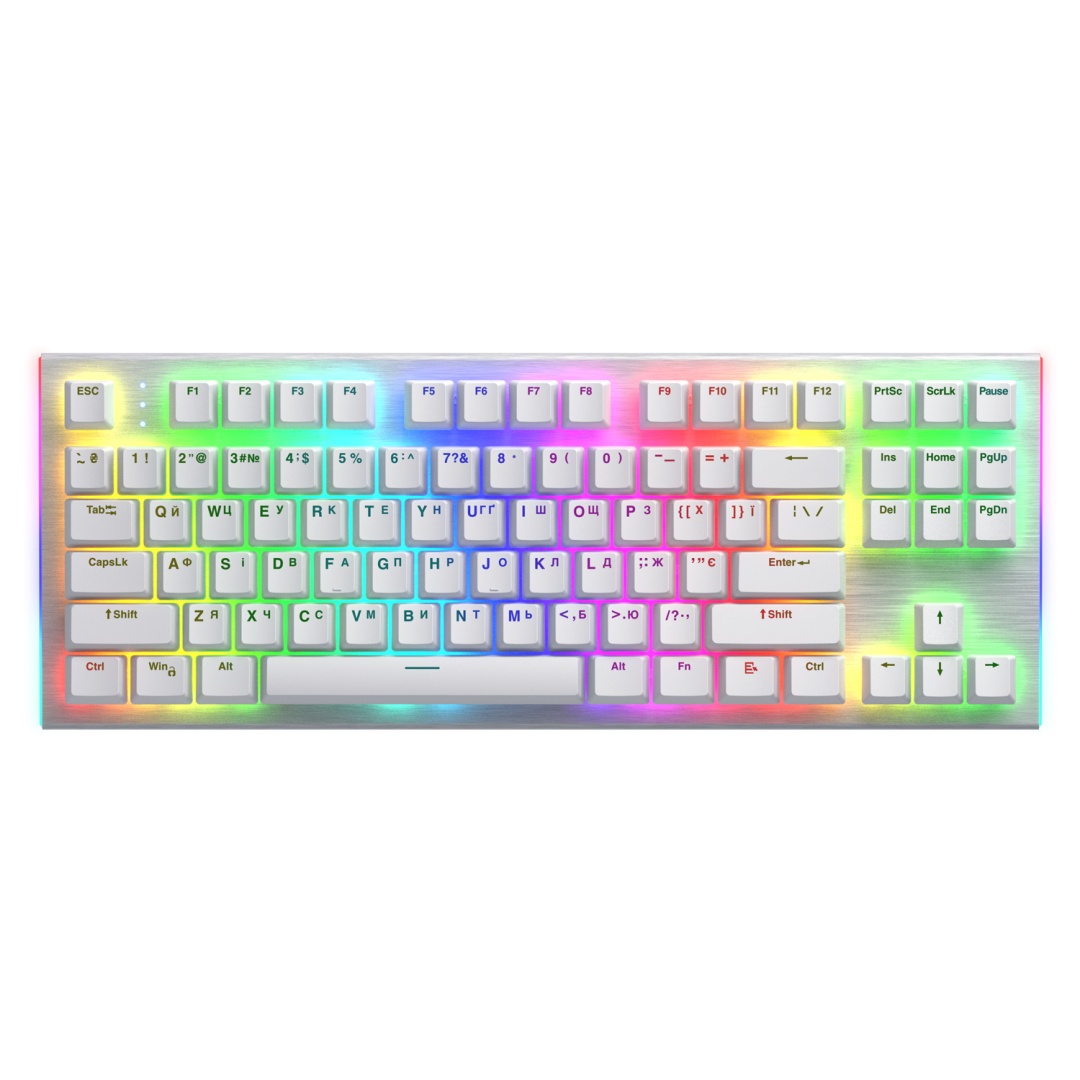 Tastatura mecanica cu fir Hator Gravity X TKL conectivitate USB, polling rate 1000Hz, iluminare RGB cu functia de a customiza fiecare tasta individual, tip switch HATOR Aurum Orange Linear rev.2.0, durata de viata switch 70M de clickuri, material taste