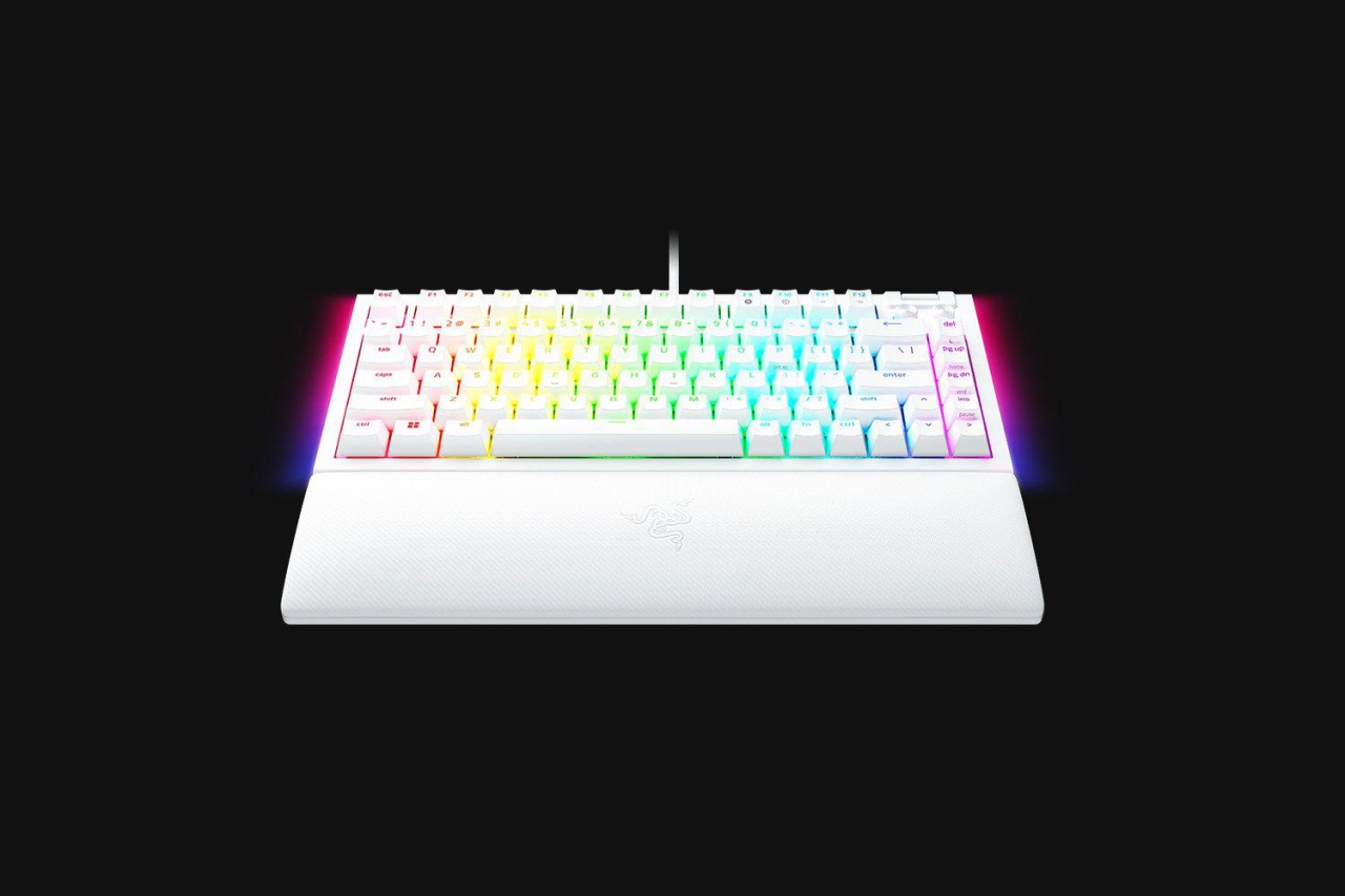 Tastatura mecanica gaming BlackWidow V4 75%, taste ABS, layout US, iluminare RGB, cu 6 butoane customizabile, suport pentru incheietura magnetic, alb - 1 | YEO