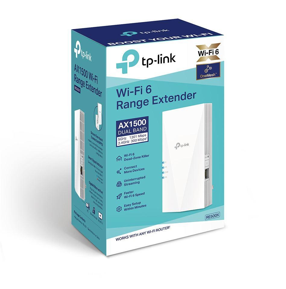 TP-link AX1500 Wi-Fi Range Extender, RE500X, 1 Port Ethernet Gigabit, 2 Antene interne, Standarde Wireless, IEEE 802.11a/n/ac/ax 5GHz, IEEE 802.11b/g/n 2.4GHz, frecventa 2.4, 5 Ghz, 300 Mbps at 2.4GHz, 1200 Mbps at 5GHz. - 2 | YEO