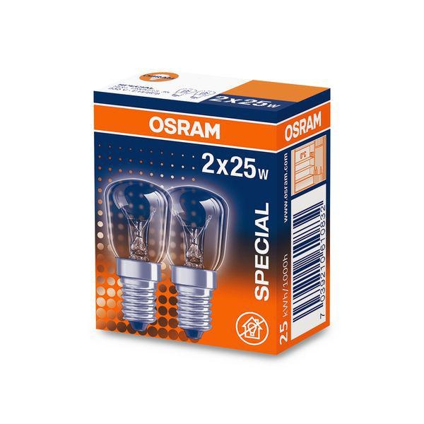 2 Becuri incandescente pentru cuptor Osram T26, E14, 25W, 160 lm, luminacalda (2700K), clasa energetica G