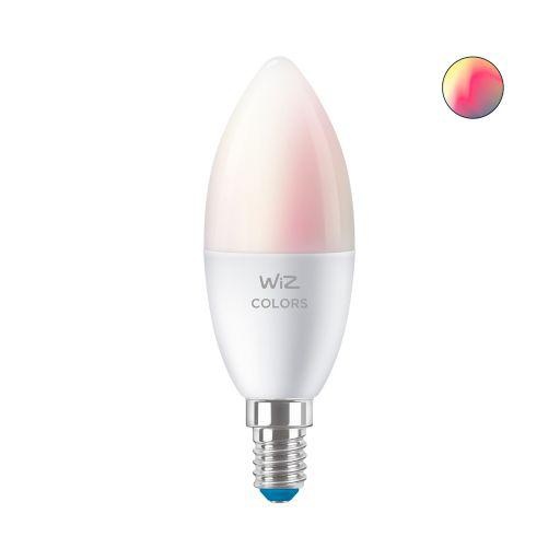 Bec LED RGB inteligent WiZ Connected Colors C37, Wi-Fi, E14, 4.9W (40W) ,470 lm, lumina alba si color (2200-6500K), compatibil GoogleAssistant/Alexa/Siri