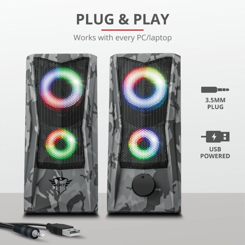 Boxe Stereo GXT 606 Javv RGB-Illuminated 2.0, 6W, camuflaj - 2 | YEO