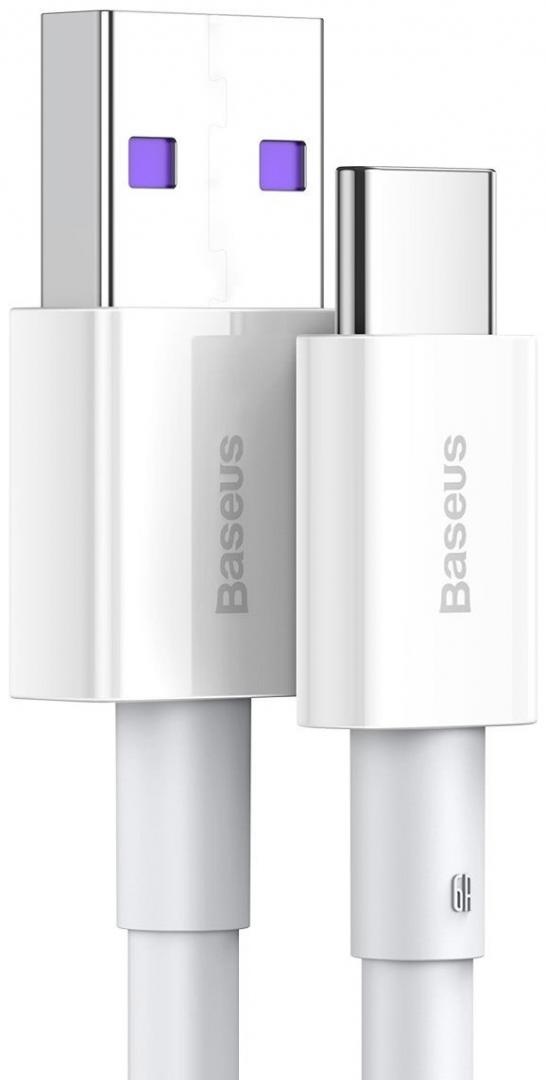 Cablu alimentare si date Baseus Superior, Fast Charging Data Cable pt. smartphone, USB la USB Type-C 66W, 2m, alb - 1 | YEO