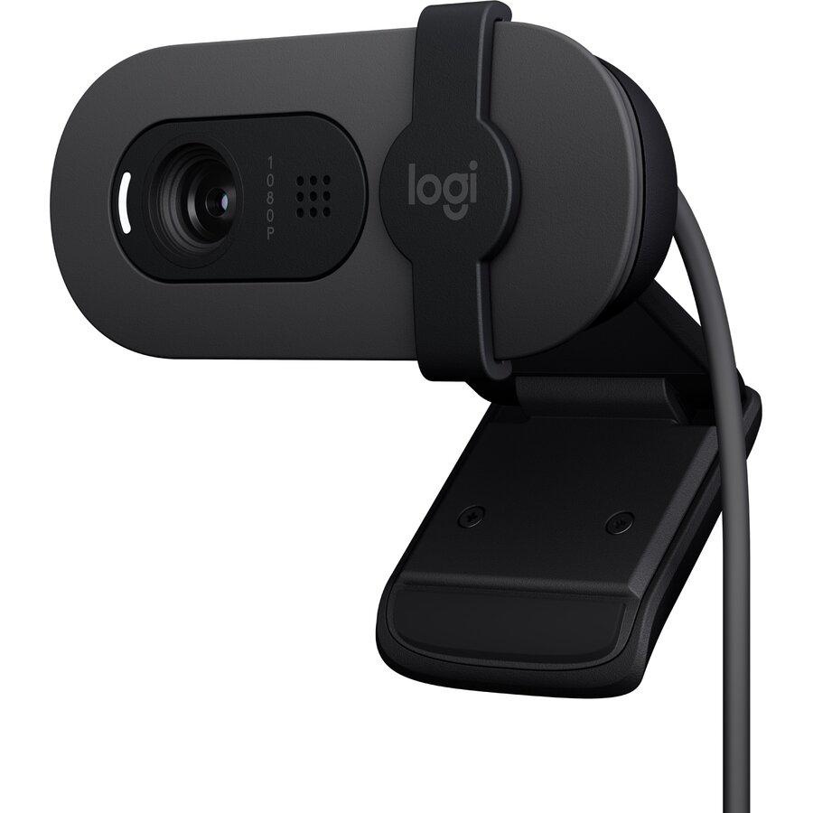 Camera web Logitech Brio 100, rezolutie 1920 x 1080 Full HD, 30 fps, microfon incorporat, conexiune USB-A, lungime cablu 1.5m, negru