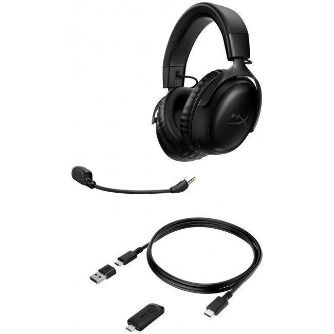 Casti gaming wireless HyperX Cloud III, DTS Headphone:X Spatial Audio, 2.4GHz, spuma cu memorie, microfon 10mm metal mesh si noise cancelling, PC/PS5/PS4/Switch, negru - 1 | YEO