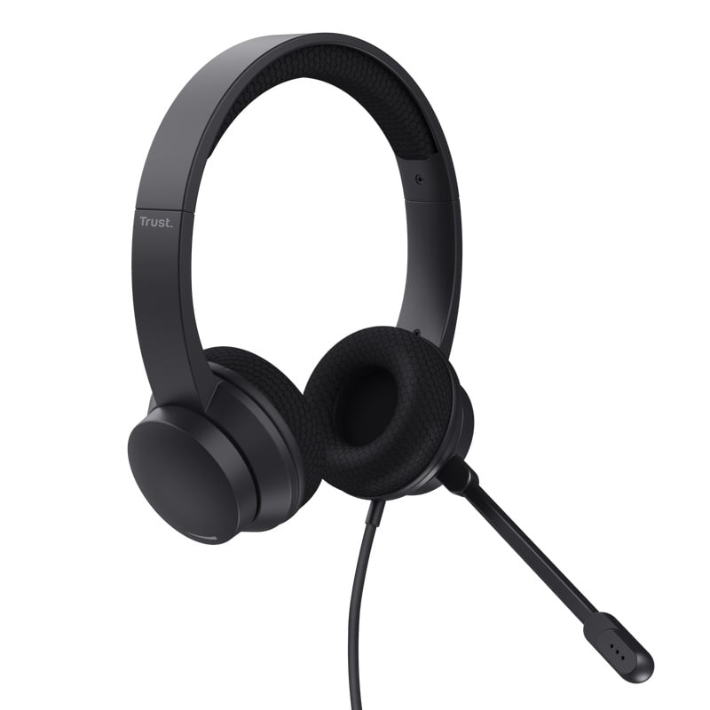 Casti Trust cu fir Ayda USB-ENC, noise cancelling, frecventa raspuns 20 Hz - 20.000 Hz, negru