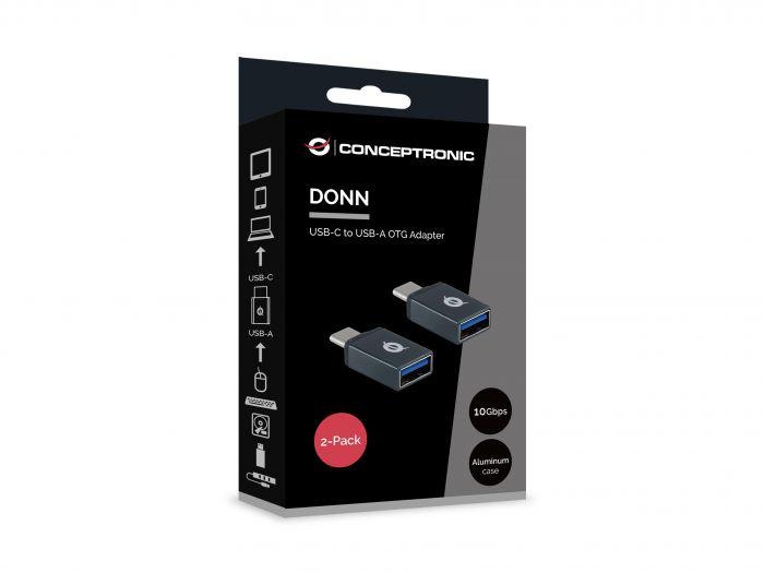 CONCEPTRONIC DONN03G USB-C to USB-A OTG Adapter 2-Pack, 10Gbps, 15 x 7 x 32 mm - 1 | YEO