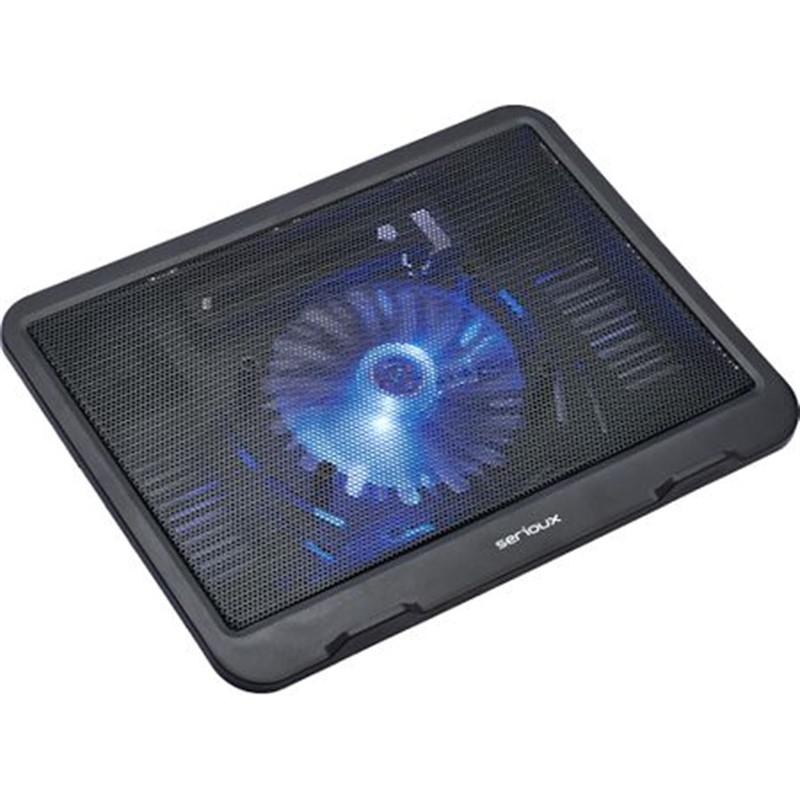 Cooling pad Serioux, SRXNCPN19, Dimensiuni: 330*250*27mm, Compatibilitate maxima laptop: 15.6 inch, Dimensiune ventilator: 125*125 *15mm, Nivel zgomot: 46dB, Flux aer: 20CFM, Tensiune alimentare: DC 5V, Viteza rotatie maxima: 1000 RPM, Greutate neta: - 2 | YEO