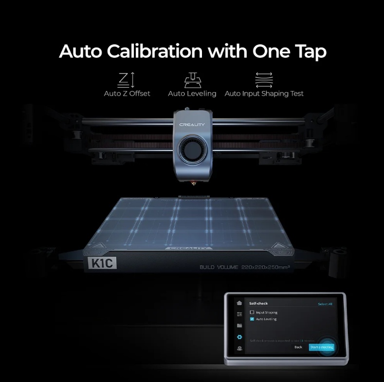 Imprimanta 3D Creality K1C, ( Printare carbon) Tehnologie FDM, viteza printare 600mm/s, Precizie 100 +/-0.1mm, Diametru filament: 1.75mm, tip filament compatibil: ABS, PLA, PETG, PET, TPU, PA, ABS, ASA, PC, PLA-CF, PA-CF, PET-CF, Transfer fisier: USB - 1 | YEO