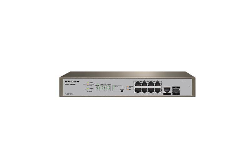 IP-COM PRO-S8-150W, 8 x 10/100/1000 Base-T Ethernet ports(PoE), 1 x 10/100/1000 Base-T Ethernet port(data), 1 x 1000 Base-X SFP port, Standards&Protocols: IEEE802.3、IEEE802.3u、IEEE802.3ab、IEEE802.3z、