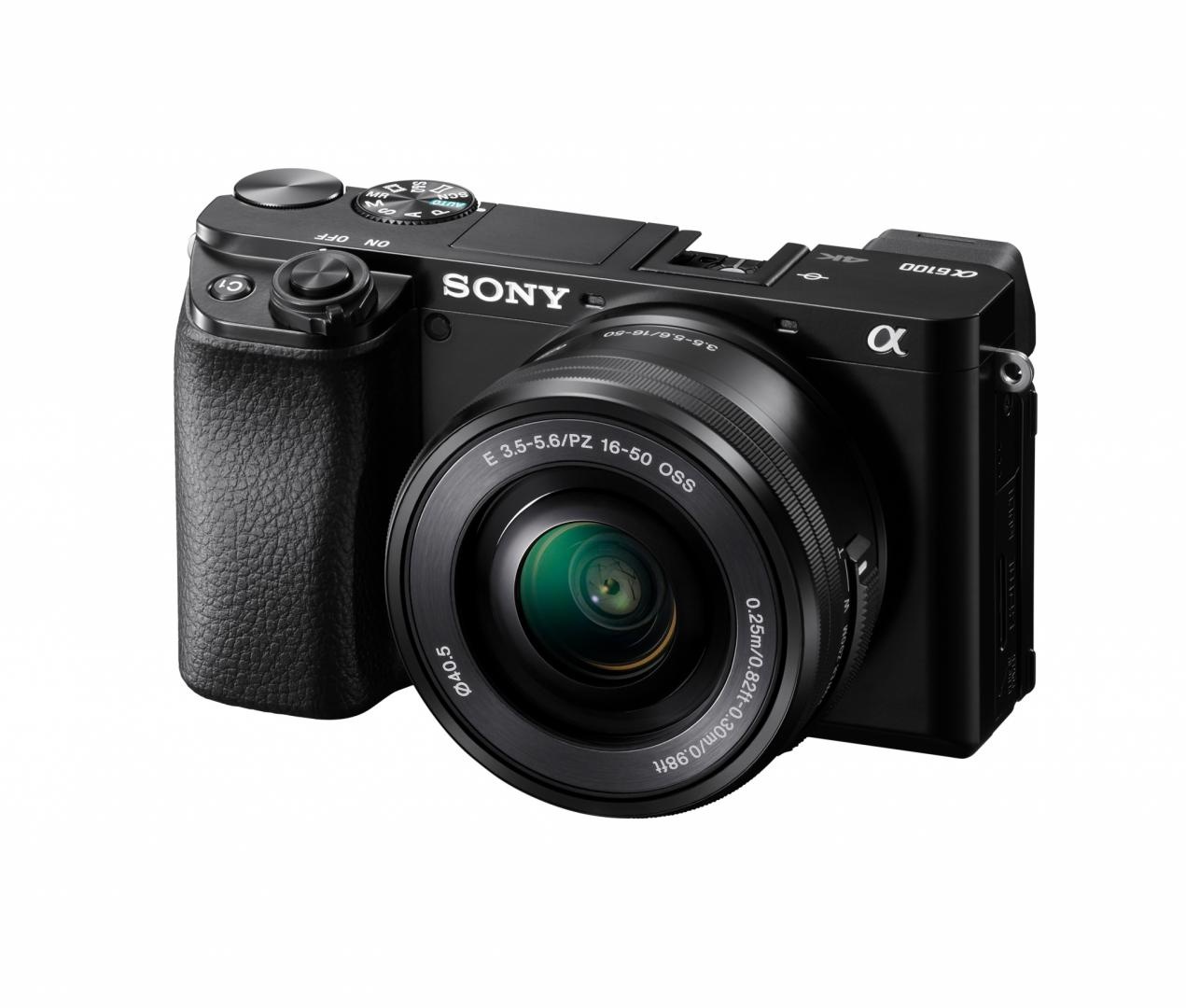 Kit SONY Alpha A6100 Mirrorless 24.2MP, ISO 32000 (Extins: 102400), 1/4000s, 4K @30fps, SD/SDHC/SDXC, Rafala 11cps, WiFi/Bluetooth, Senzor APS-C, Montura Sony E, Obiectiv 16-50mm, F3.5 - 3 | YEO