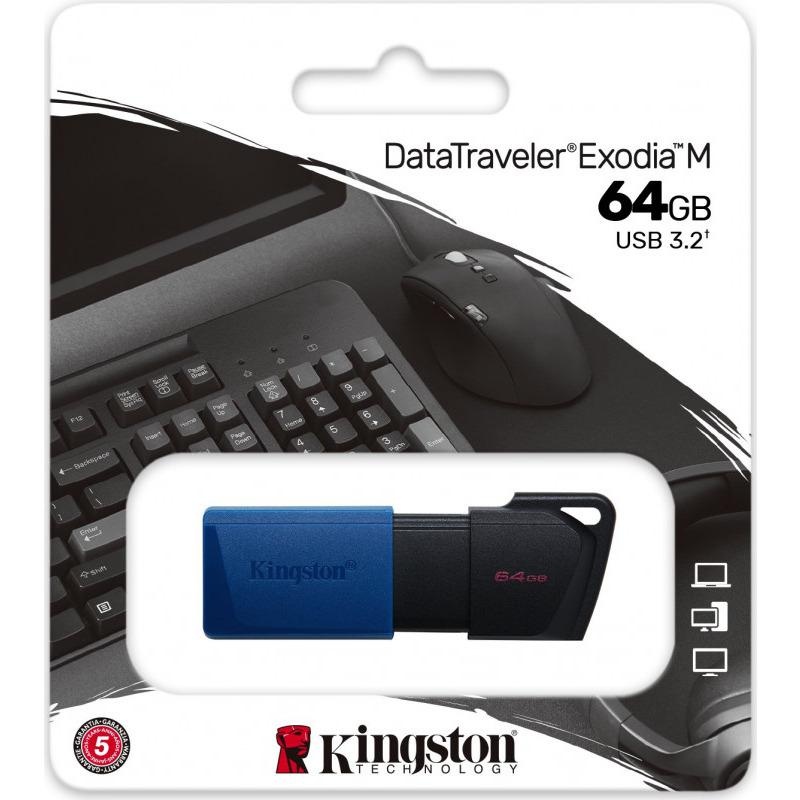 Memorie USB Flash Drive Kingston DataTraveler Exodia M, 64GB, USB 3.2, negru - 2 | YEO