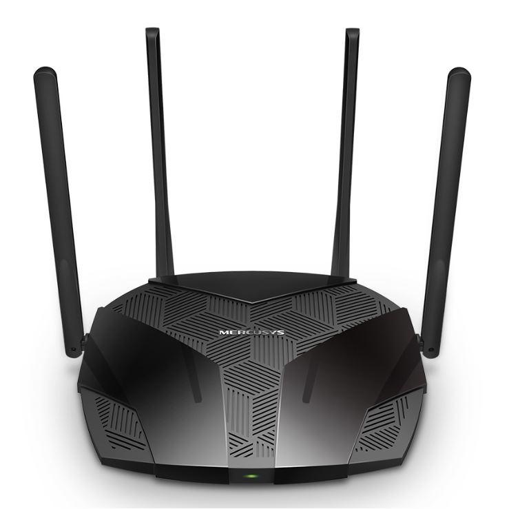 Mercusys MR60X Dual-Band WiFi 6 Router (AX15000), Standarde wireless: Wi-Fi 802.11ax / ac / a / b / g / n, Viteza wireless: 1201 Mbps (5 GHz) + 300 Mbps (2.4 GHz), Interfata: 1 × Port WAN Gigabit + 3 porturi Gigabit LAN, 4 x Antene externe de 5dBi.