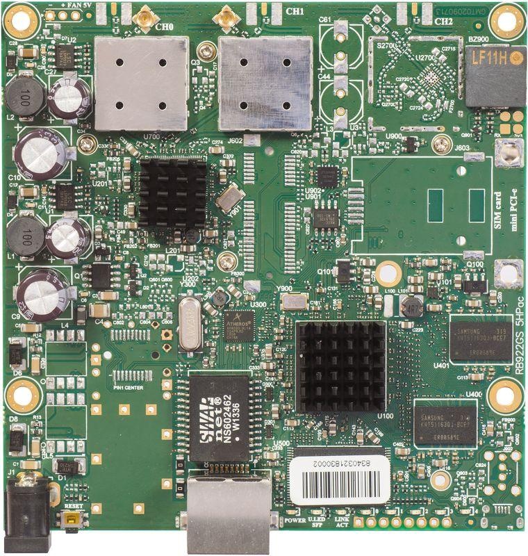 MikroTik RouterBoard RB911G-5HPacD: Placă de bază CPE 5GHz 802.11ac cu procesor 720MHz și Gigabit Ethernet - 1 | YEO