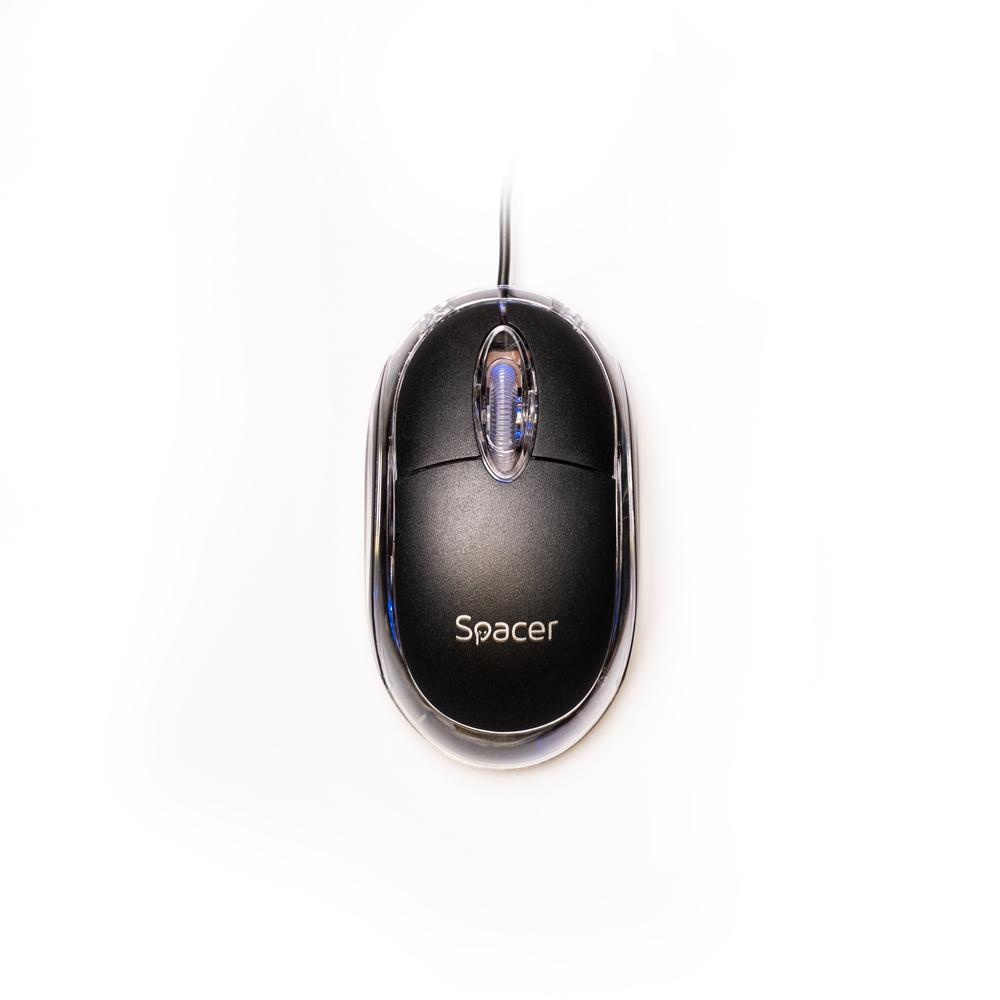 MOUSE Spacer, PC sau NB, cu fir, USB, optic, 800 dpi, butoane/scroll 3/1, negru, SPMO-080 - 1 | YEO