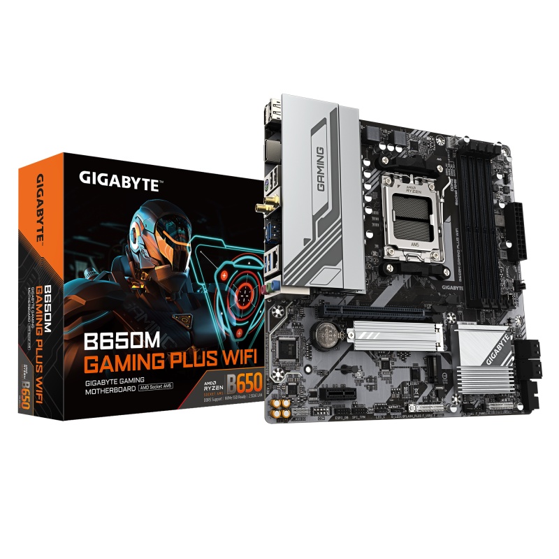 Placa de Baza GIGABYTE B650M GAMING PLUS WIFI AM5, 4x DDR5, 2x DP 1x HDMI, 1x PCIE 4.0 x16 1x PCIE 3.0 x1, 2x M.2, 4x SATA 6GB/s, mATX