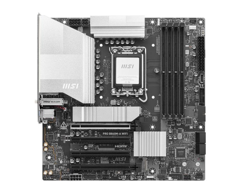 Placa de Baza MSI PRO B860M-A WIFI LGA 1851, 4x DDR5, 1x HDMI 1x DP 1x Type-C DP, 4x PCIE x16, 3x M.2, 4x SATA 6GB/s, mATX - 1 | YEO