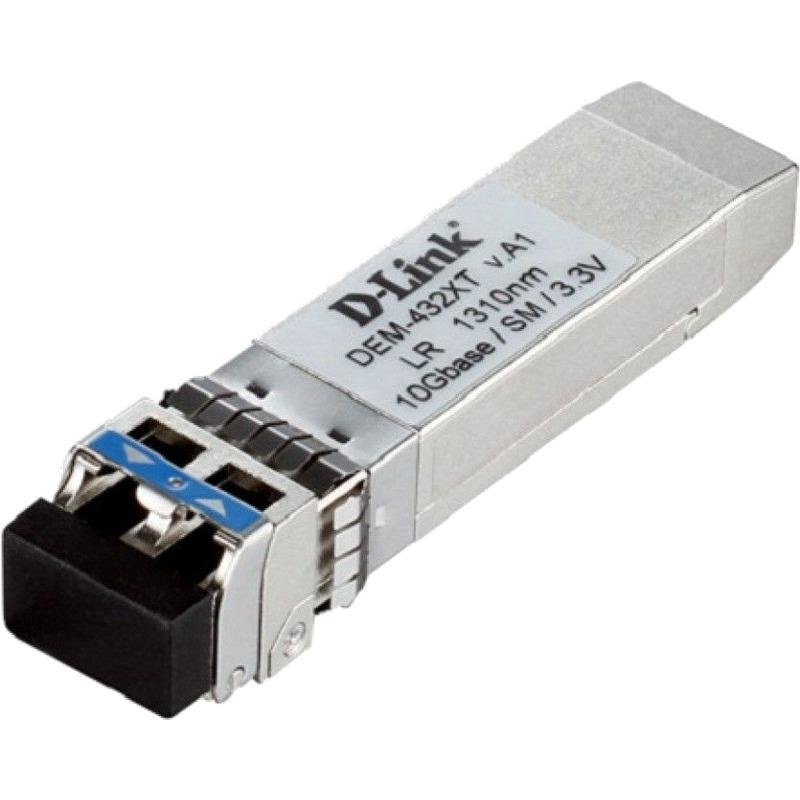 Single Mode Fibre Transceiver D-link, DEM-432XT; Standard Compliance: IEEE-802.3ae/ 10GBASE-LR; Fibre Channel FC-PI Standard: 1200-SM-LL-L; Distance Capacity: 10KM; Speed: 10 Gbps; Duplex LC connector; Single- direction; Wavelength: 1310 nm; Power/