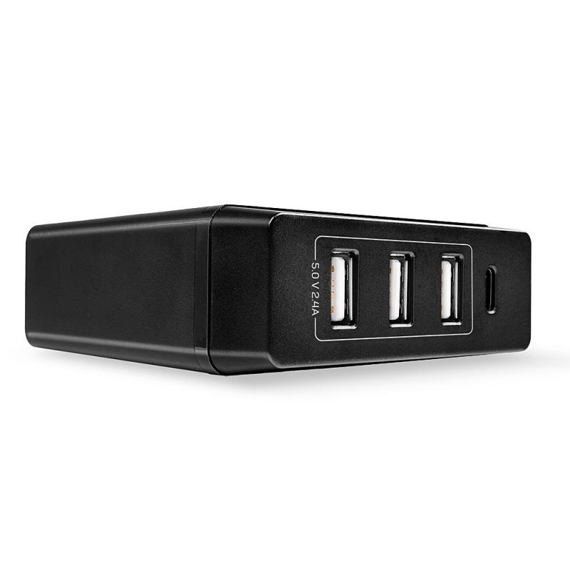 Statie incarcare Lindy 4 porturi USB C si A, putere 72W, negru - 1 | YEO