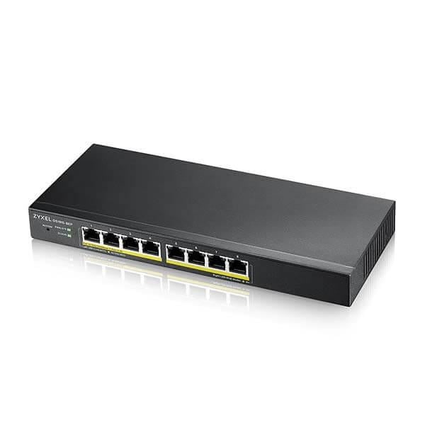 Switch PoE Gigabit Zyxel GS1915-8EP cu 8 porturi, gestionare prin Nebula, ideal pentru rețele de afaceri