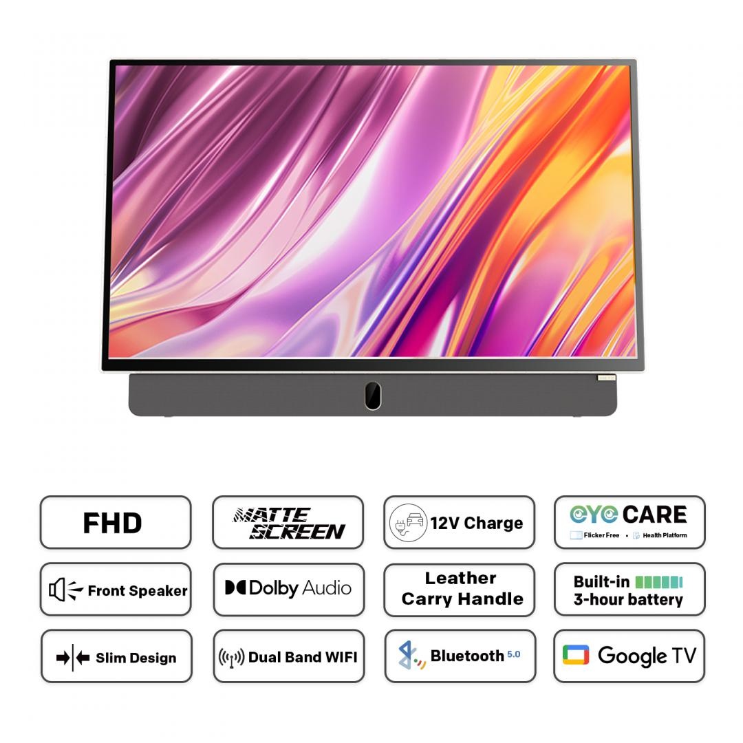 Televizor portabil METZ LED 24MPE7000, 60 cm, Smart Google TV , Full HD, 220/12V, 3h battery, Clasa E (Brand German) - 3 | YEO