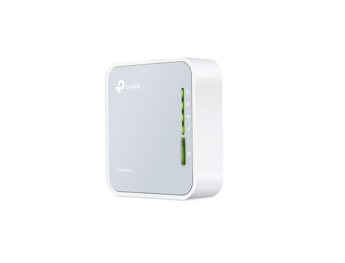 TP-LINK AC750 Wireless Travel Router, TL-WR902AC, IEEE 802.11ac/n/a5GHz ,IEEE 802.11b/g/n 2.4GHz, 2.4GHz and 5GHz, 5GHz: Up to 433Mbps(Onlywith11AC Wireless Adapter); Up to 150Mbps with 11N Wireless Adapter2.4GHz:Up to 300Mbps, 1* 10/100Mbps WAN/LAN