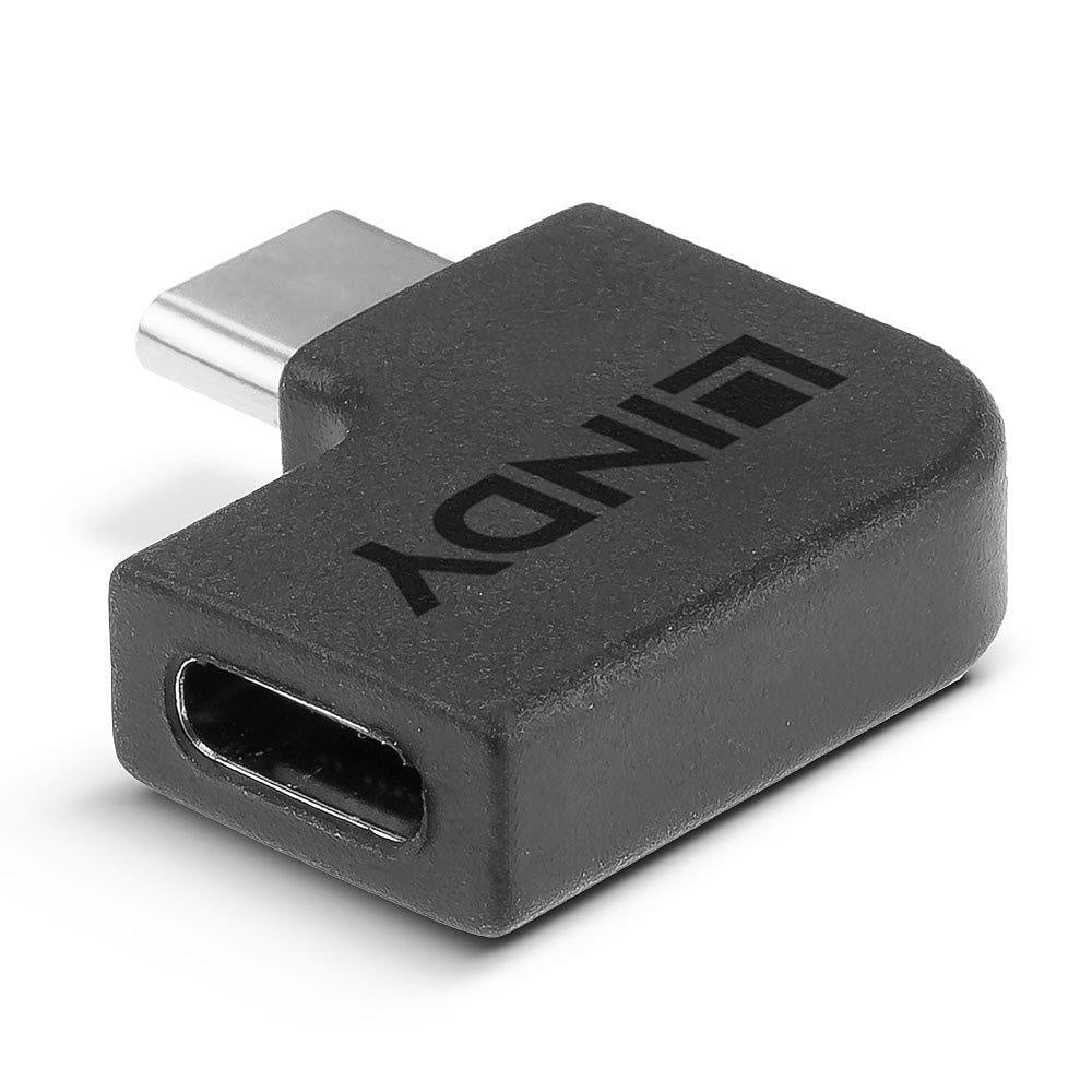 Adaptor Lindy USB-C 3.2 la USB C 90°, material PVC, temperaturi de operare -10°C - 80°C (14°F - 176°F), negru - 2 | YEO