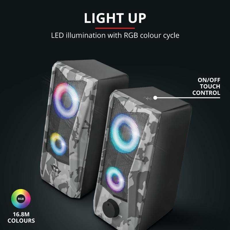 Boxe Stereo GXT 606 Javv RGB-Illuminated 2.0, 6W, camuflaj - 3 | YEO