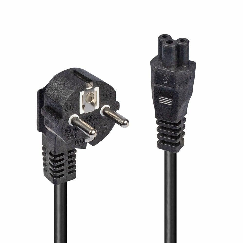 Cablu alimentare schuko Lindy IEC C5, 2m, negru Description Schuko Mains Plug to Clover Leaf IEC C5 Socket Cable material: H05 VV-F 3G 1.00 100% electrical and mechanical inspection VDE approved Colour: Black Fully moulded