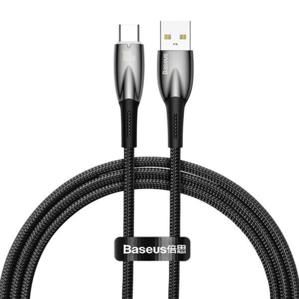 Cablu alimentare si date Baseus Glimmer, Fast Charging Data Cable pt.smartphone, USB la USB Type-C 100W, 1m, negru