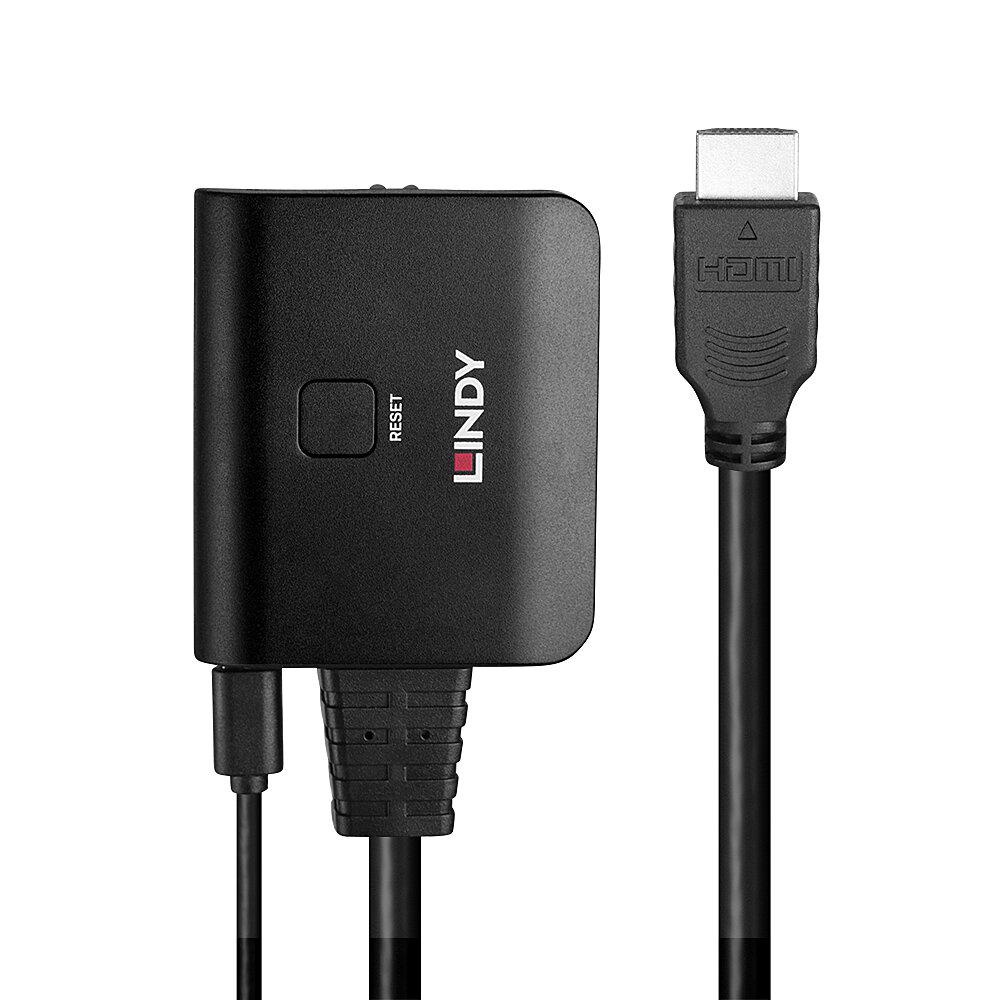 Cablu Lindy 2 porturi HDMI 4K60, latime de banda suportata 18Gbps, Chipset: GSV2006, lungime cablu 500 mm negru - 1 | YEO