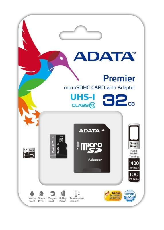 Card de Memorie MicroSD Adata 32Gb, Adaptor SD, Class 10