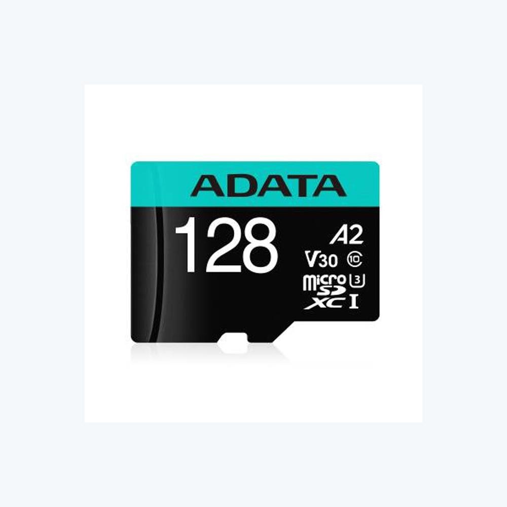 Card de memorie microSD ADATA Premier Pro 128GB cu adaptor SD, Clasa 10, UHS-I U3, V30, A2 – Viteză de citire până la 100MB/s, ideal pentru înregistrări 4K - 1 | YEO