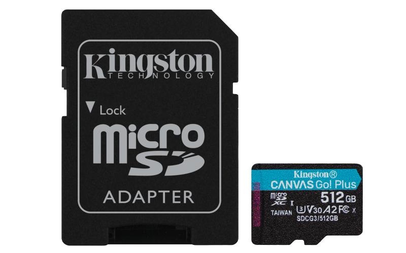 Card de Memorie MicroSD Kingston Canvas GO Plus, 512GB, Adaptor SD, Class 10 - 1 | YEO