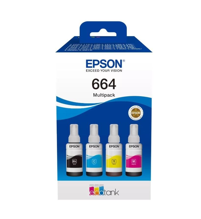 Cartus cerneala Epson T6646 BK+CMY, multipack, pentru Epson L200 Epson L355 Epson L110 Epson L210 Epson L300 Epson L550.